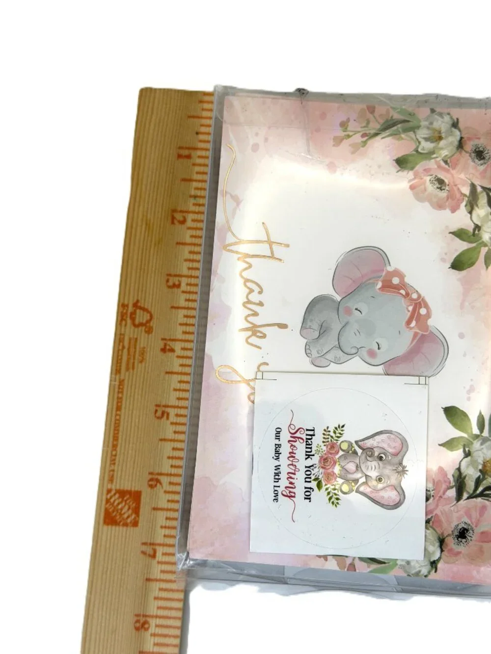 Winoo Design Baby Girl Elephant Thank You Cards 36 Pack New